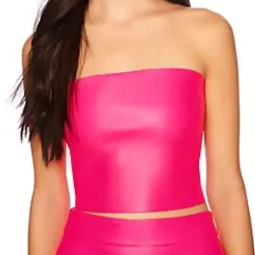 NWT Susana Monaco Faux Leather Cropped Tube Top Link Glow Large - Picture 10 of 10